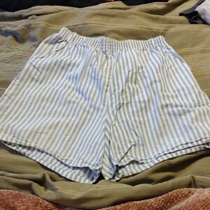 Chic Blue and White Striped High Waist Shorts